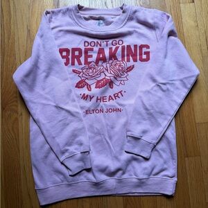 Women's Pink Graphic Sweatshirt - Elton John 'Don't Go Breaking My Heart'